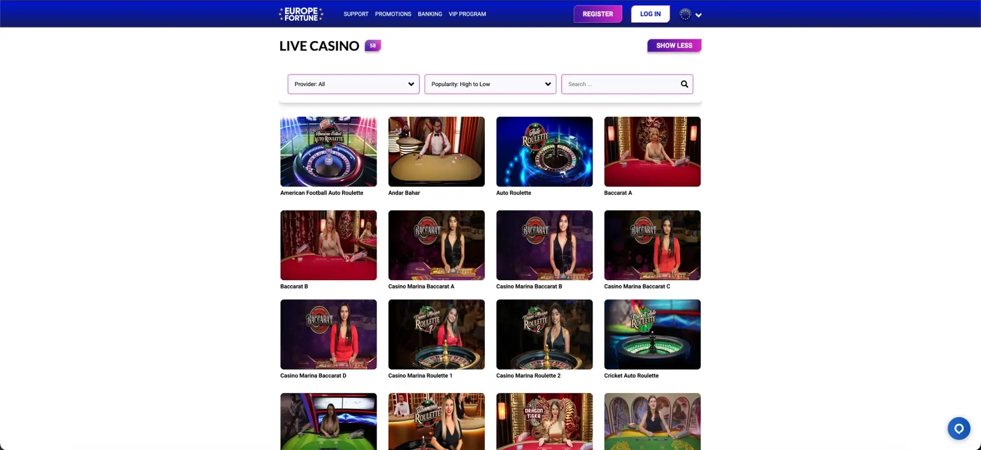 Europefortune Live Casino
